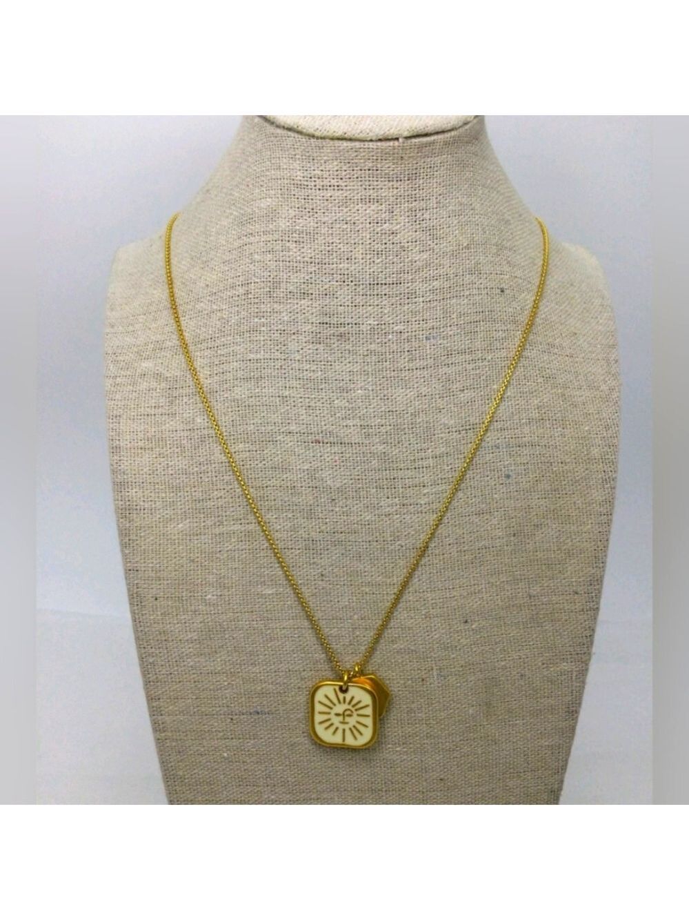 Madewell Goldtone White Enamel Sun Charm Necklace